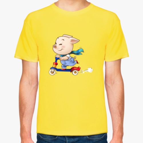 Футболка с принтом Хрюндель на самокате