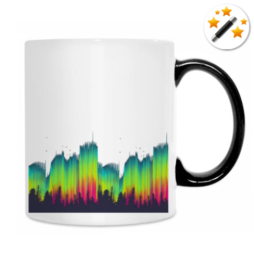 Кружка-хамелеон с принтом Полярное сияние