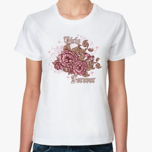 Классическая футболка с принтом Цветы
