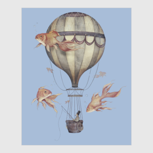 Постер Рыбак на воздушном шаре