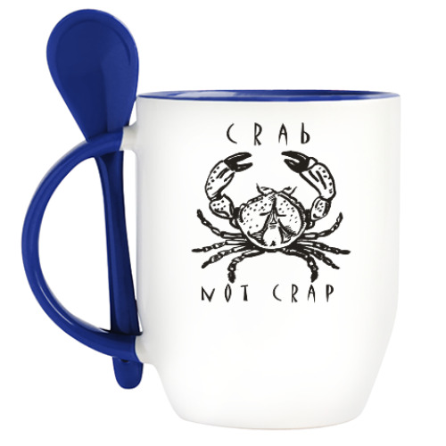 Кружка с ложкой с принтом Краб