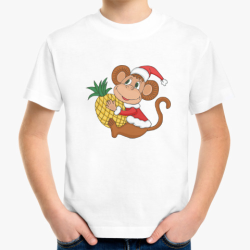 Детская футболка Новогодняя обезьянка
