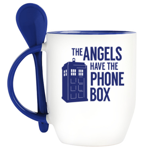 Кружка с ложкой The Angels Have The Phone Box