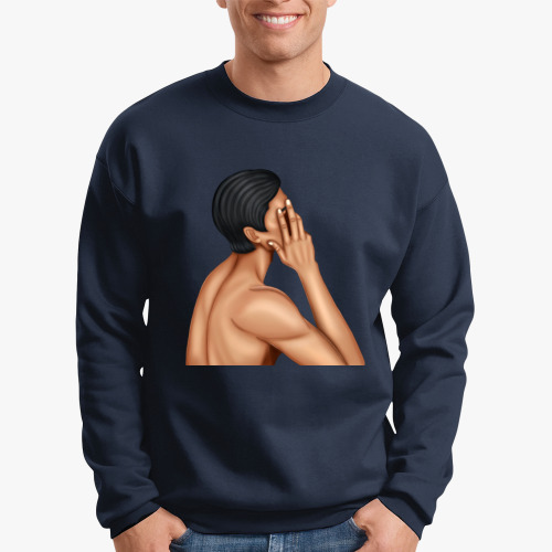 Свитшот с принтом Парень закрывает рукой лицо