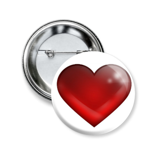 Значок 50мм с принтом Большое сердце