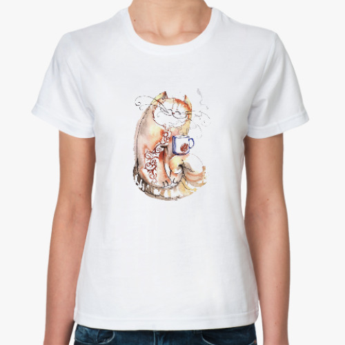 Классическая футболка Кофе с котом