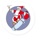 Новогодний принт с Дедом Морозом. Санта на скейте