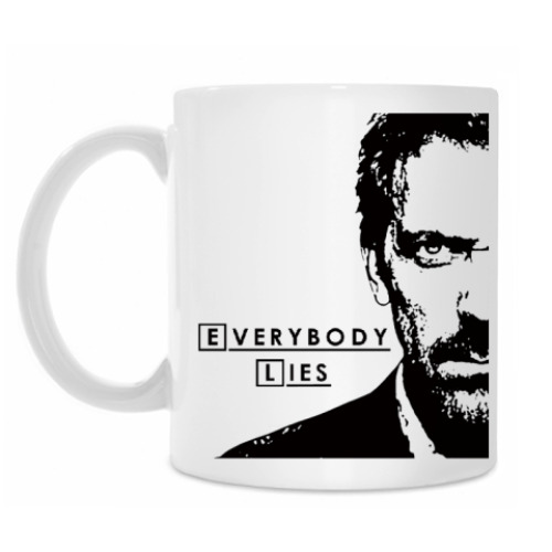 Кружка с принтом Хаус 'Все лгут' Рус/Eng