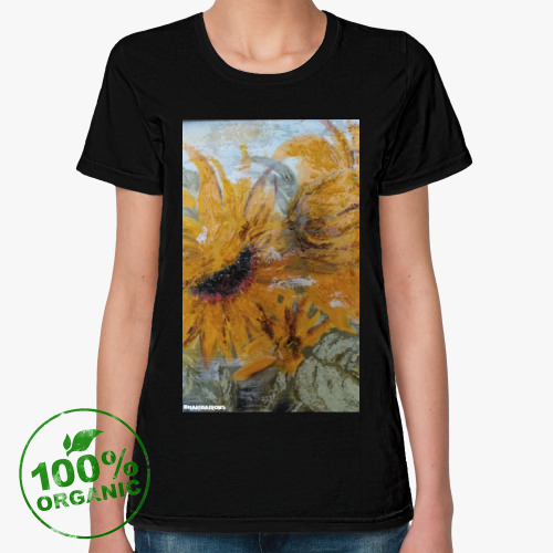 Женская футболка из органик-хлопка с принтом Цветы