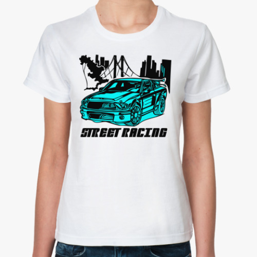 Классическая футболка с принтом street racing