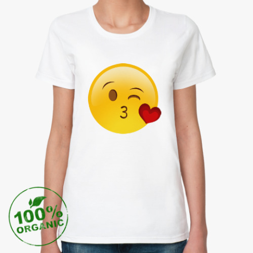 Женская футболка из органик-хлопка Emoji Смайл: Воздушный Поцелуй