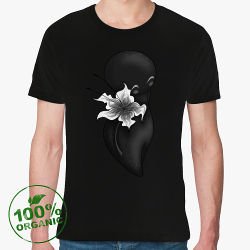 Футболка из органик-хлопка с принтом Тень с цветочком