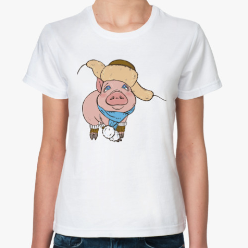 Классическая футболка Новогодняя Свинка