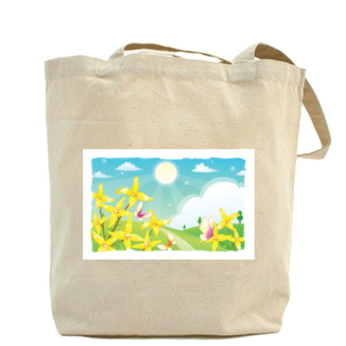 Сумка шоппер Цветы и бабочки