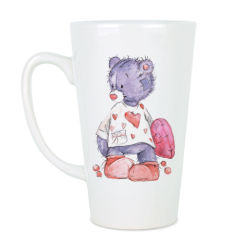 Чашка Латте с принтом Влюбленный мишка