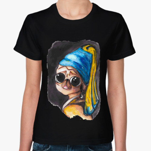 Женская футболка с принтом Мопс