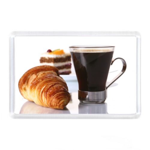 Магнит с принтом Кофе и круасан