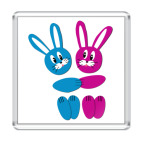 Магнит 6.5 x 6.5 см Зайчики