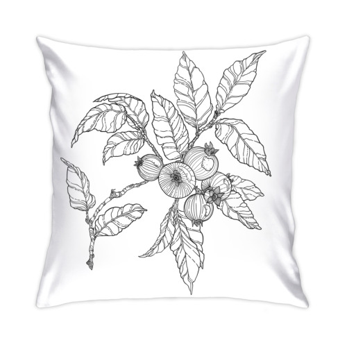 Подушка с принтом ветка черники