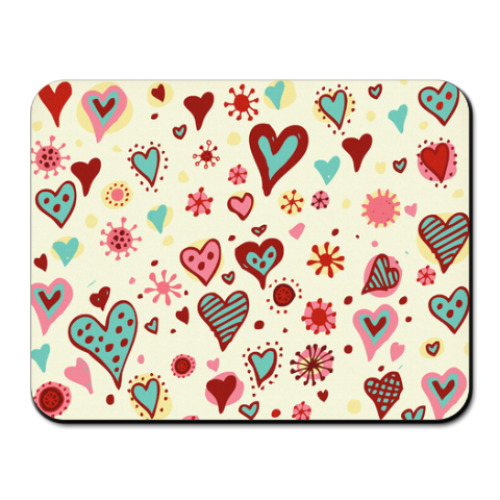Коврик для мыши с принтом Сердца