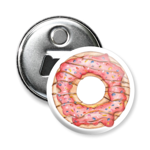 Магнит-открывашка сладкая иллюстрация с пончиком