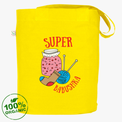 Сумка шоппер с принтом Супер - бабушка!