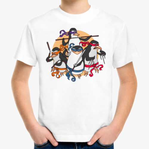 Детская футболка Пингвины ниндзя