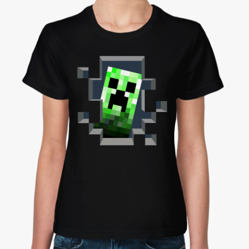 Женская футболка Creeper . Minecraft