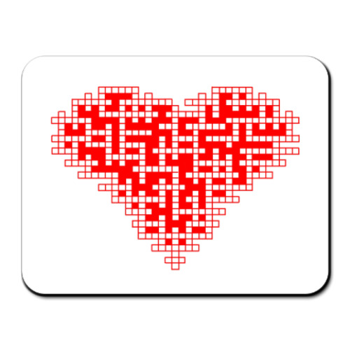 Коврик для мыши с принтом Сердце-кроссворд