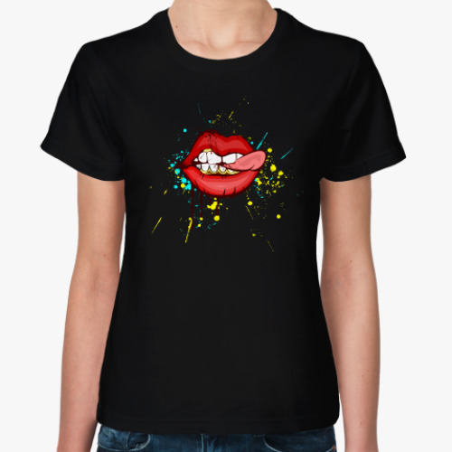 Женская футболка KISS / LIPS / ГУБЫ