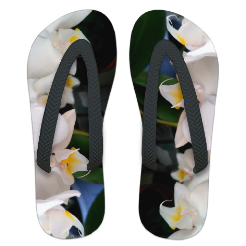 Шлепанцы (сланцы) с принтом "Орхидея"