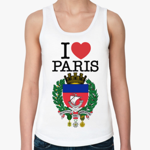 Женская майка с принтом  Я Люблю ПАРИЖ