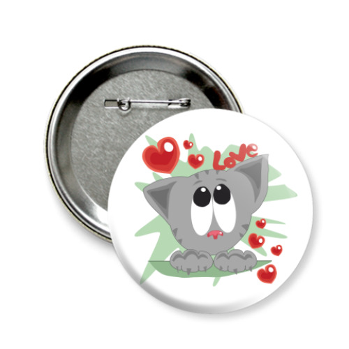 Значок 58мм с принтом I love cats