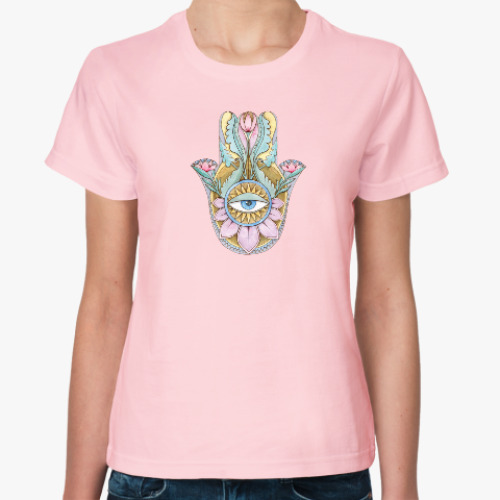 Женская футболка Хамса в цветах