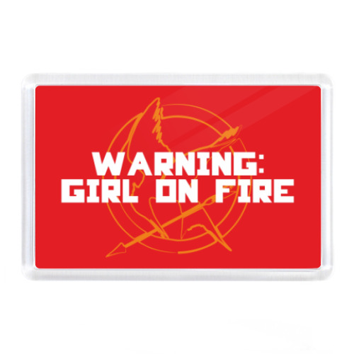 Магнит с принтом Огненная девушка