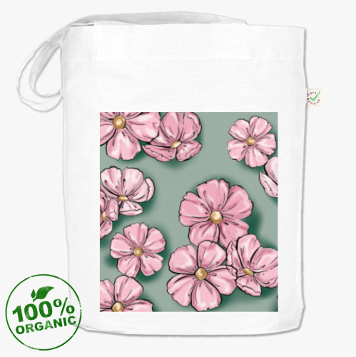 Сумка шоппер с принтом Цветы