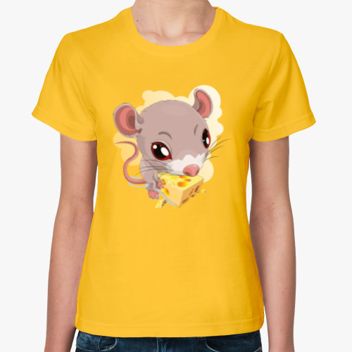 Женская футболка с принтом Крыса с сыром