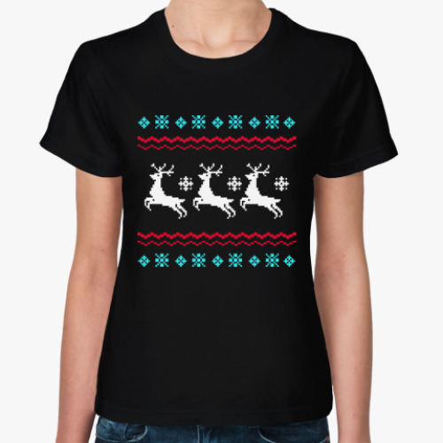 Женская футболка Скандинавский узор с оленями