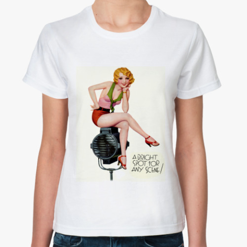 Классическая футболка с принтом Pin-Up Girl