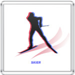 Лыжник трехцветный силуэт