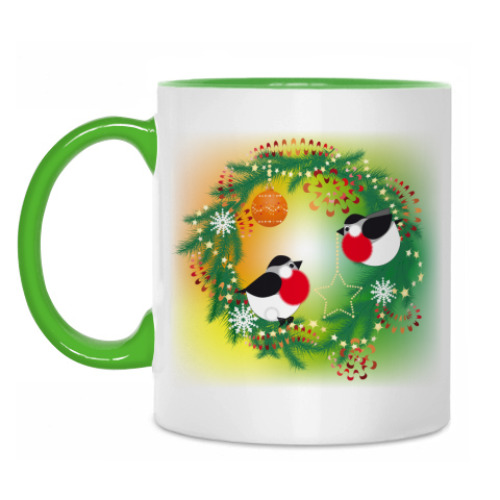 Кружка с принтом Снегири