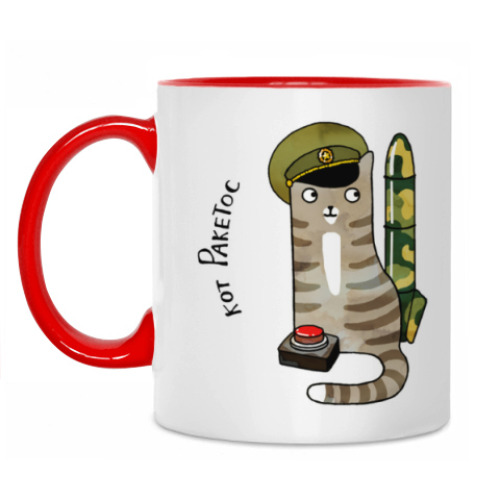 Кружка с принтом кот Ракетос из серии 'Military cats'