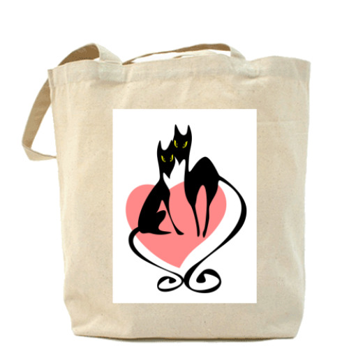 Сумка шоппер с принтом кошки