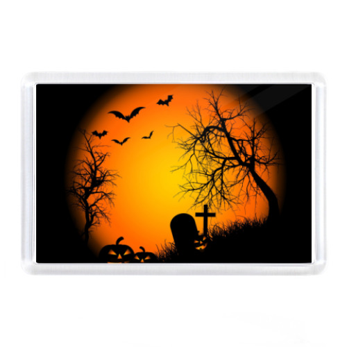 Магнит с принтом halloween graveyard