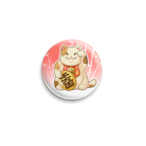 Значок 25мм с принтом 'Кот счастья'