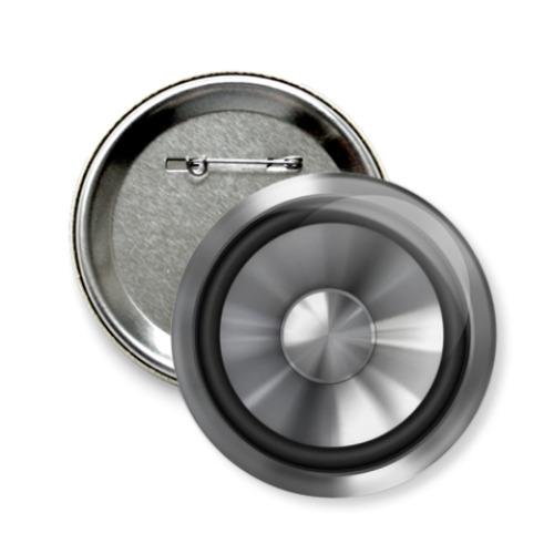 Значок 58мм с принтом  динамик-hi end