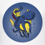 Морское чудовище осьминог обвивший якорь под водой