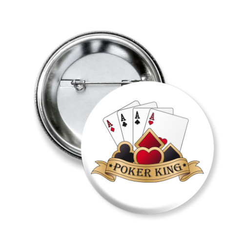 Значок 50мм с принтом Poker King