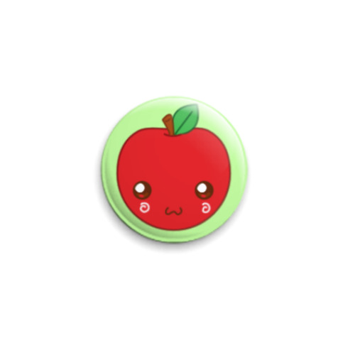 Значок 25мм с принтом кавай яблоко