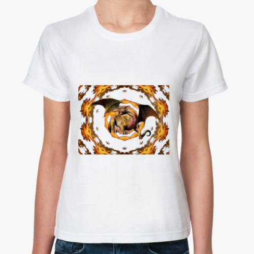 Классическая футболка с принтом Женская футболка, белая